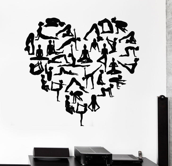 Vinyl Wall Decal Yoga Center Heart Girl Pose Health Beauty Stickers Unique Gift (821ig)