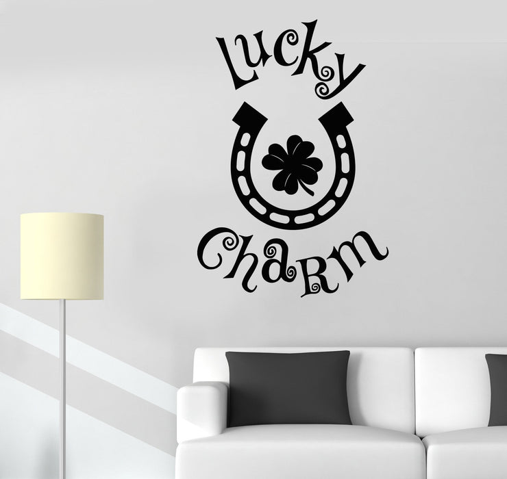 Vinyl Wall Decal Lucky Charm Amulet Horseshoe Talisman Stickers Unique Gift (585ig)