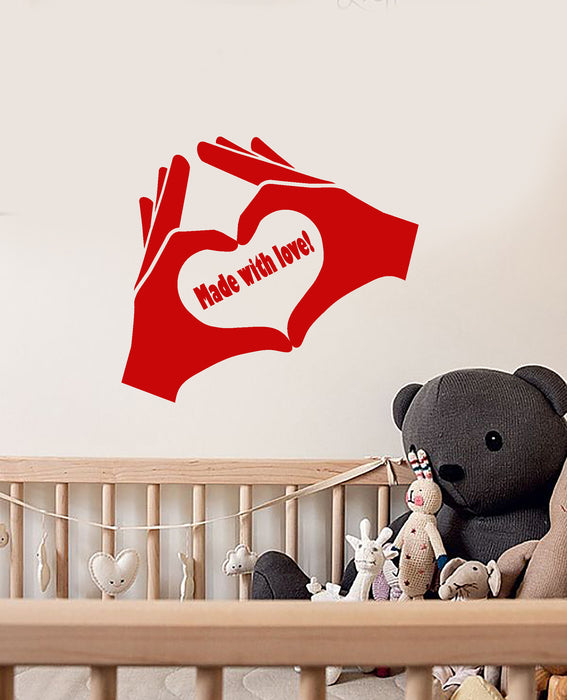 Vinyl Wall Decal Hands Made With Love Baby Room Decor Stickers (4097ig)