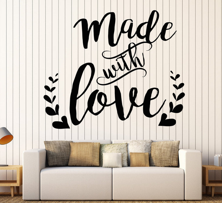 Vinyl Wall Decal Words Made With Love Nursery Quote Romance Stickers Unique Gift (1115ig)