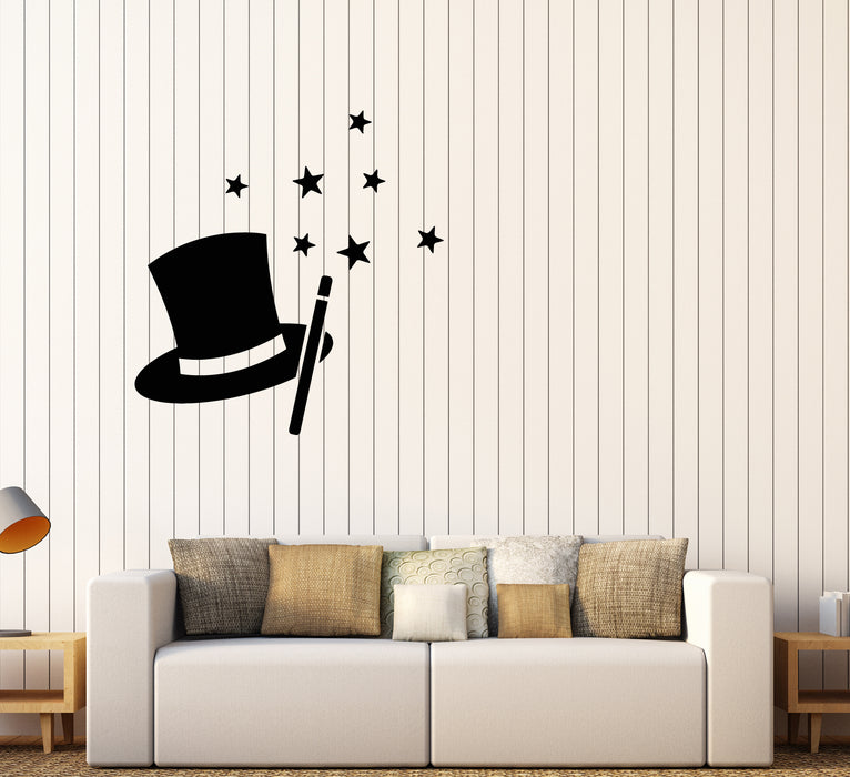 Виниловая наклейка на стену Волшебная шляпа волшебника Волшебная палочка Наклейки для детской комнаты (3584ig)