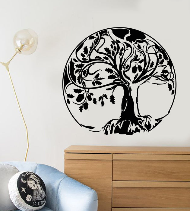 Vinyl Wall Decal Abstract Oak Tree Of Life Acorn Stickers (2242ig)