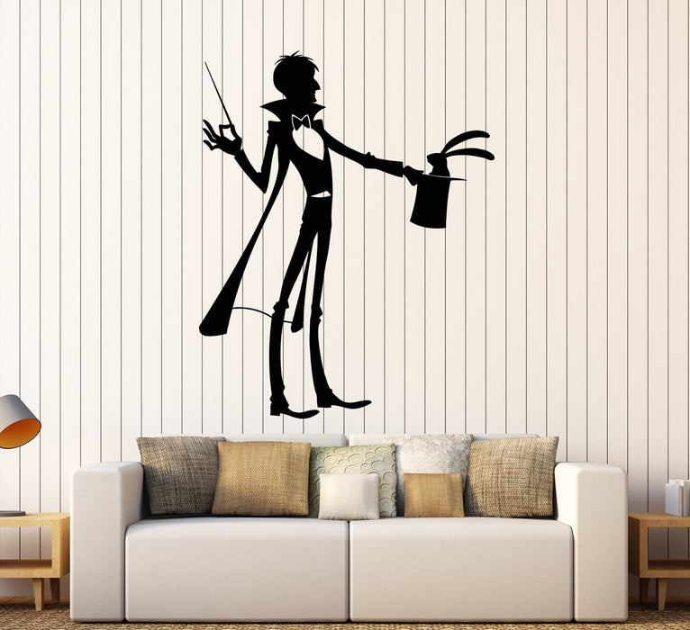 Vinyl Wall Decal Magician Illusionist Magic Wand Rabbit In Hat Stickers (2247ig)