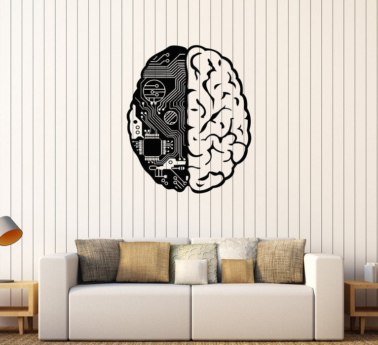 Vinyl Wall Decal Brain Chip Engineer Geek Computer Artificial Intelligence Stickers Unique Gift (374ig)