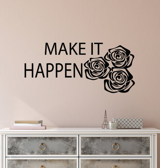 Vinyl Wall Decal Stickers Motivation Quote Words Make It Happen Inspiring Letters 3173ig (22.5 in x 10 in)