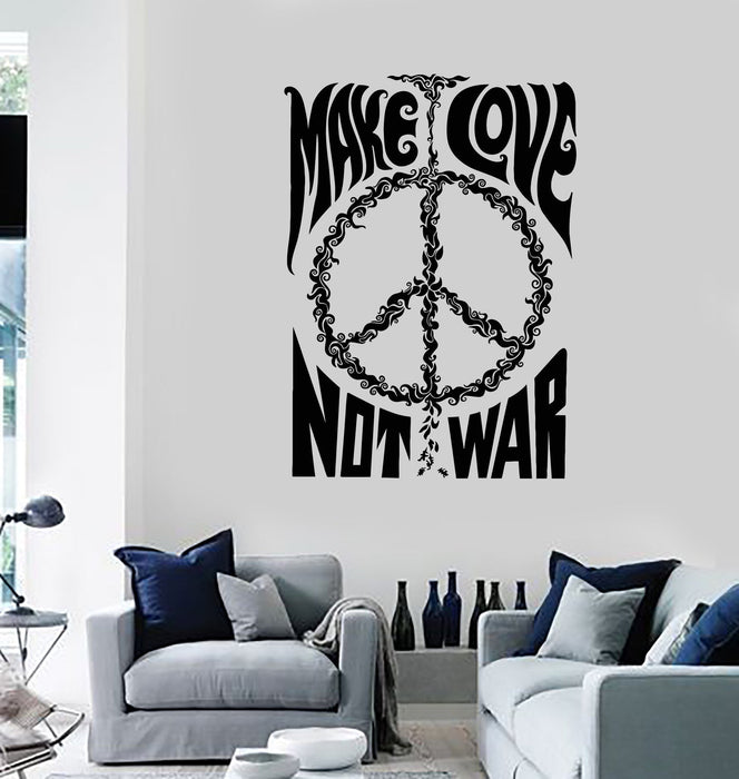 Vinyl Wall Decal Hippie Peace Symbol Quote Love Stickers Unique Gift (ig4016)