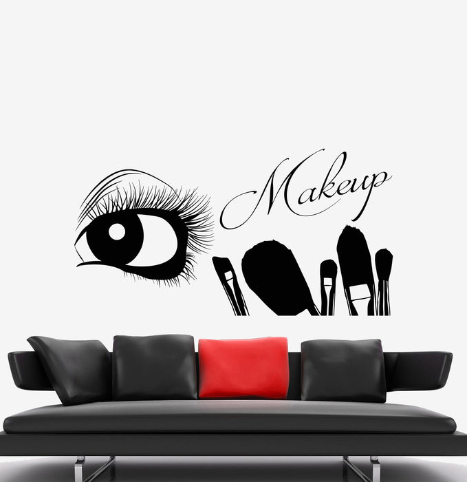 Vinyl Wall Decal Eyelash Eye Makeup Artist Brushes Beauty Salon Stickers Unique Gift (1446ig)