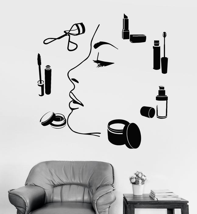 Vinyl Wall Decal Makeup Artist Beauty Salon Studio Fashion Model Stickers Unique Gift (1278ig)