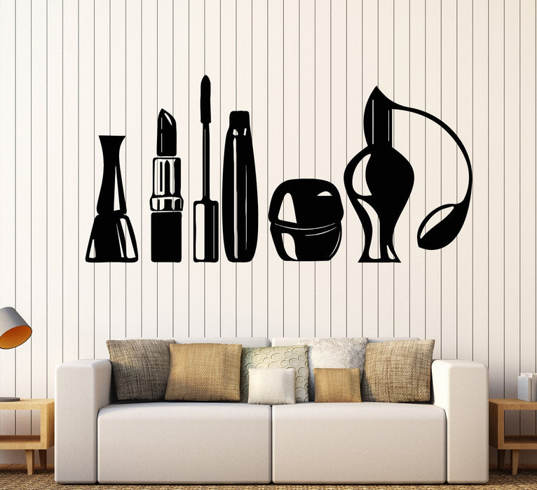 Vinyl Wall Decal Cosmetics Beauty Salon Makeup Artist Fashion Girl Stickers Unique Gift (1081ig)