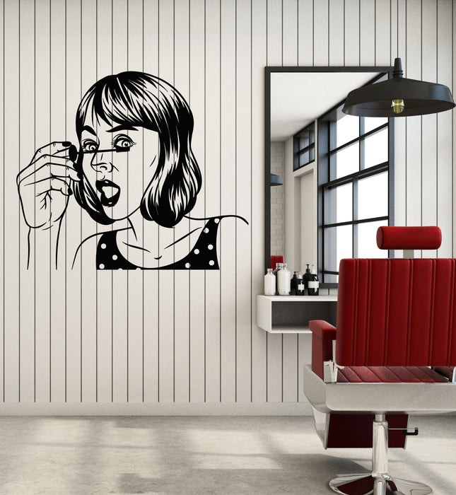 Vinyl Wall Decal Pop Art Cartoon Girl Face Makeup Stickers (3264ig)