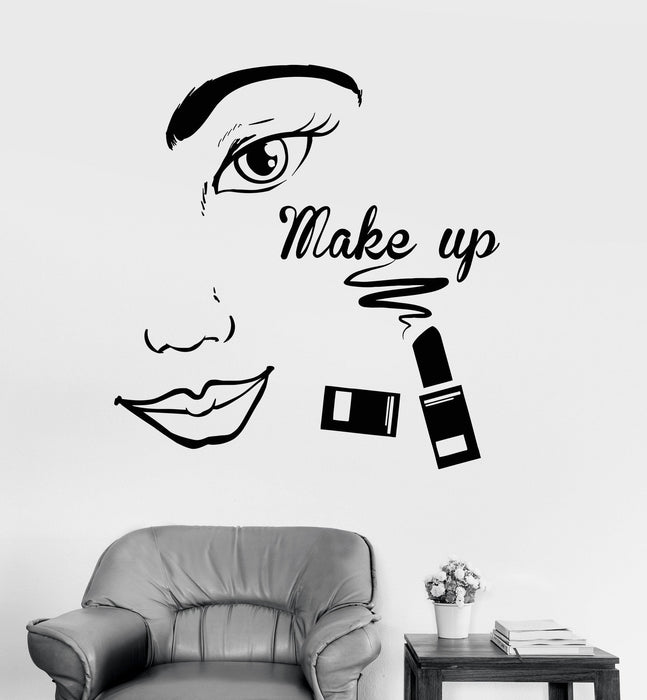 Vinyl Wall Decal Make Up Beauty Salon Face Woman Girl Room Stickers Unique Gift (ig4057)
