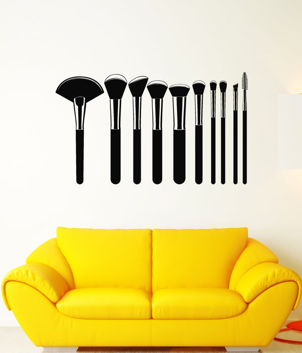 Vinyl Wall Decal Professional Makeup Artist Brushes Fashion Beauty Stickers Unique Gift (1976ig)