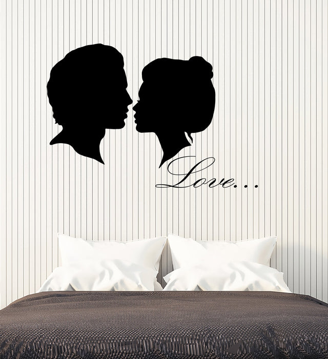Vinyl Wall Decal Man And Woman Head Silhouette Love Romantic Stickers (2748ig)