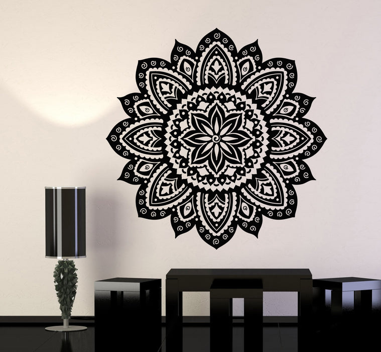 Vinyl Wall Decal Yoga Studio Mandala Lotus Flower Home Decor Stickers Unique Gift (706ig)