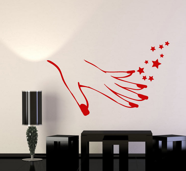 Vinyl Wall Decal Girl Hand Manicure Nails Beauty Salon Stickers (2763ig)