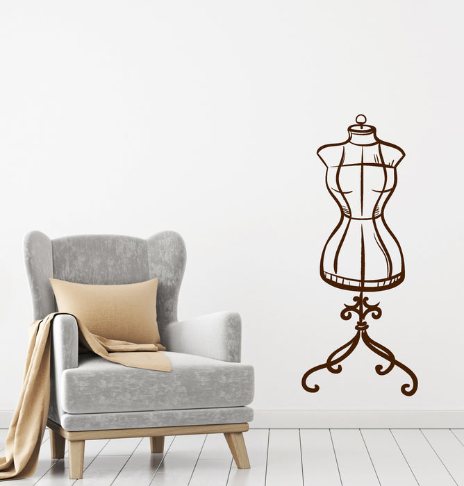 Vinyl Wall Decal Vintage Style Mannequin Atelier For Seamstress Stickers (4067ig)