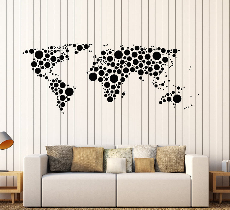 Vinyl Wall Decal Earth World Map Funny Art Decor Bubble Circles Stickers Unique Gift (1345ig)