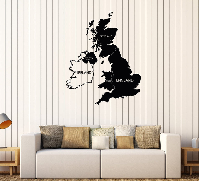 Vinyl Wall Decal Great Britain United Kingdom UK Map Stickers Unique Gift (489ig)