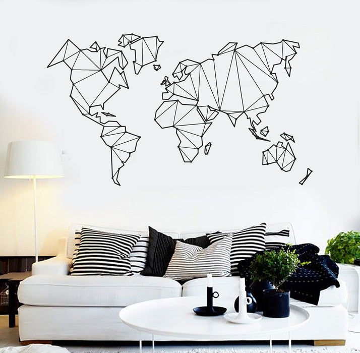 Vinyl Wall Decal Abstract Map World Geography Earth Stickers Unique Gift (838ig)