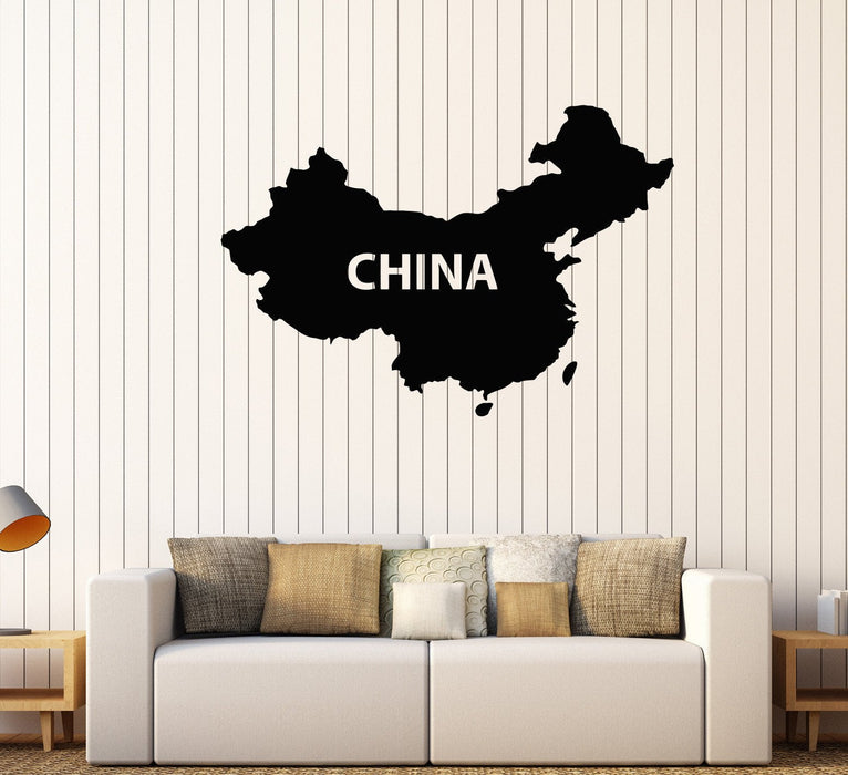 Vinyl Wall Decal China Map Chinese Asian Decor Stickers Mural Unique Gift (528ig)