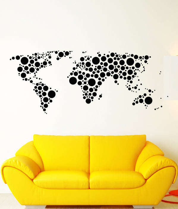 Vinyl Wall Decal Earth World Map Funny Art Decor Bubble Circles Stickers Unique Gift (1345ig)