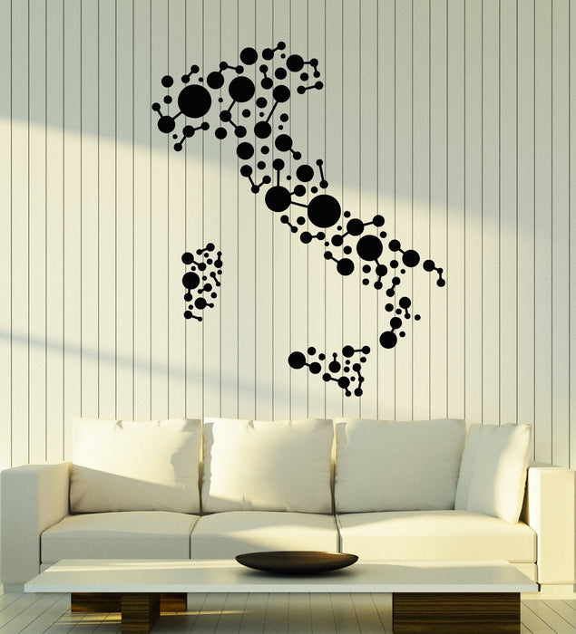 Виниловая наклейка на стену Абстрактная карта Италия Страна Круги Геометрические наклейки (2698ig)