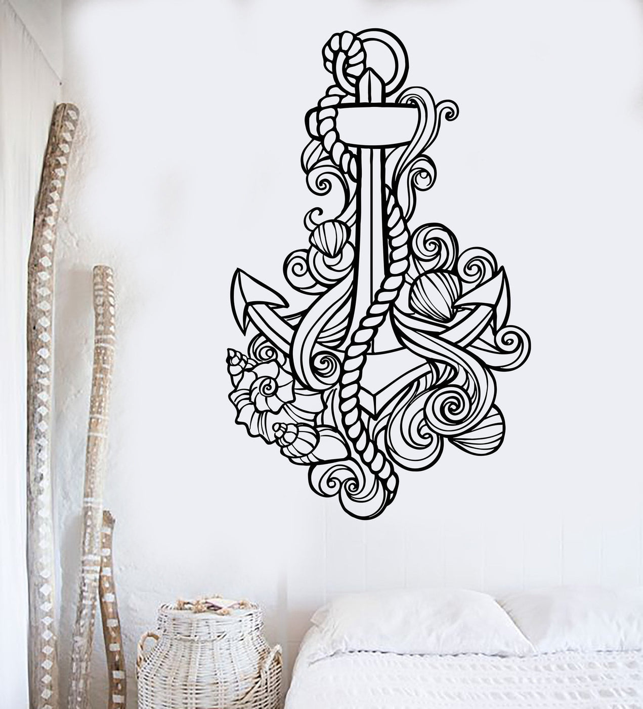 Vinyl Wall Decal Anchor Shells Sea Ocean Beach Style Stickers Unique G ...
