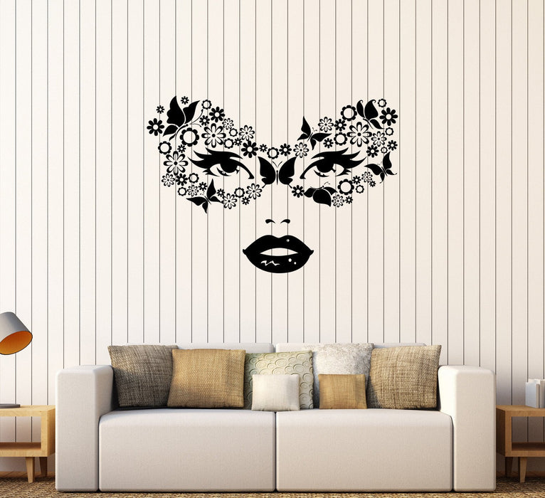 Vinyl Wall Decal Masquerade Carnival Mask Woman Beauty Stickers Unique Gift (508ig)