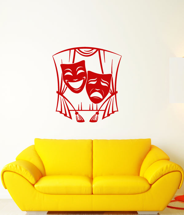 Vinyl Wall Decal Theater Masks Comedy Tragedy For Actor Stickers (3789ig)