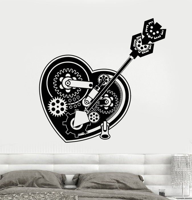 Vinyl Wall Decal SteamPunk Mechanical Heart Gears Car Lock Stickers Unique Gift (1682ig)