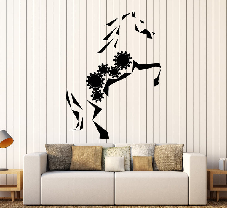Vinyl Wall Decal Mechanical Gear Abstract Horse Art Animal Stickers Unique Gift (1655ig)