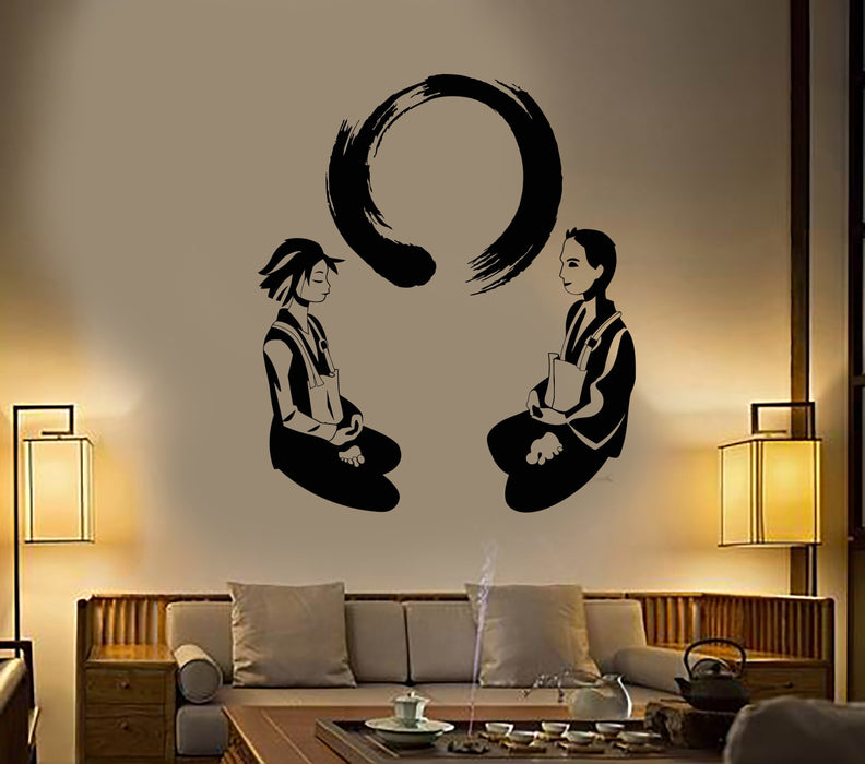 Vinyl Wall Decal Yoga Meditation Room Enso Circle Lotus Pose Zen Stickers Unique Gift (1458ig)