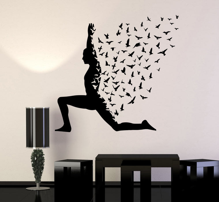 Vinyl Wall Decal Yoga Birds Meditation Healthy Lifestyle Stickers Unique Gift (ig3850)