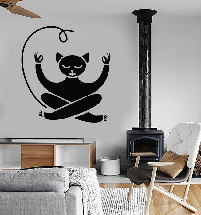 Vinyl Wall Decal Meditation Cat Yoga Animal Pet Zen Stickers Unique Gift (603ig)