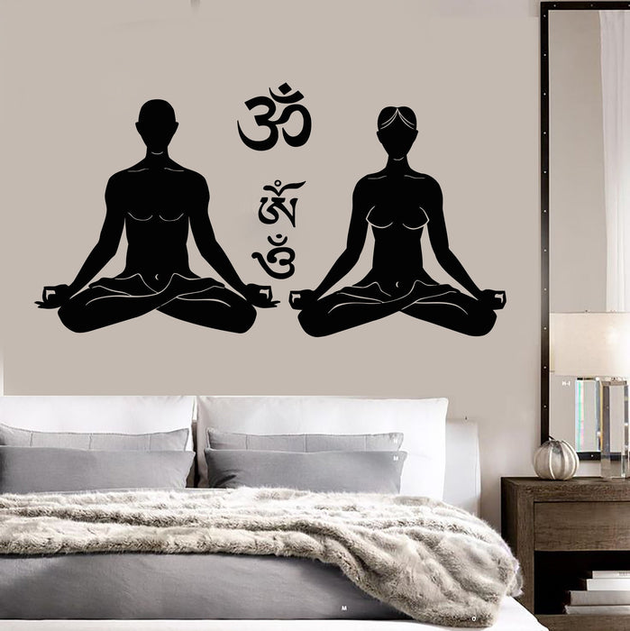 Vinyl Wall Decal Yoga Couple Om Mantra Meditation Buddhism Stickers Unique Gift (108ig)