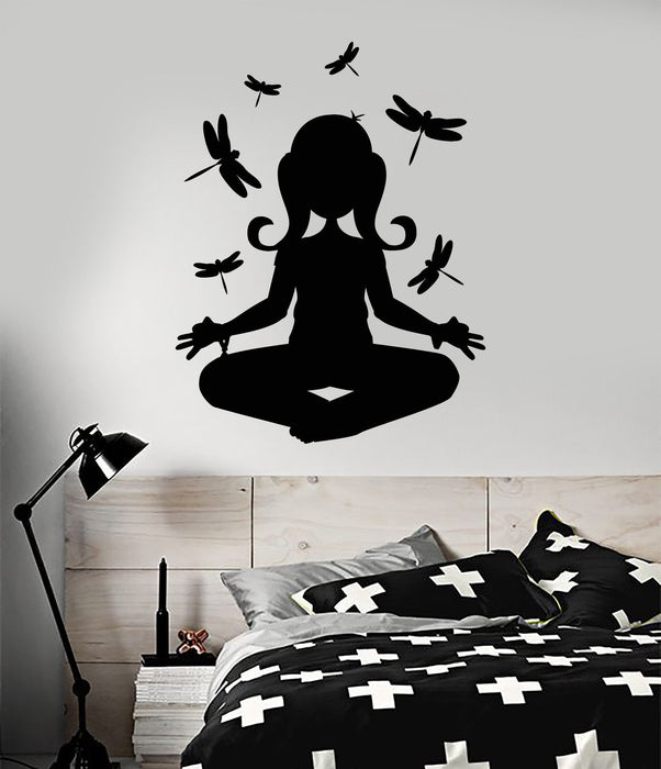 Wall Decal Teen Girl Dragonflies Buddhist Meditation Yoga Vinyl Stickers Unique Gift ig2809