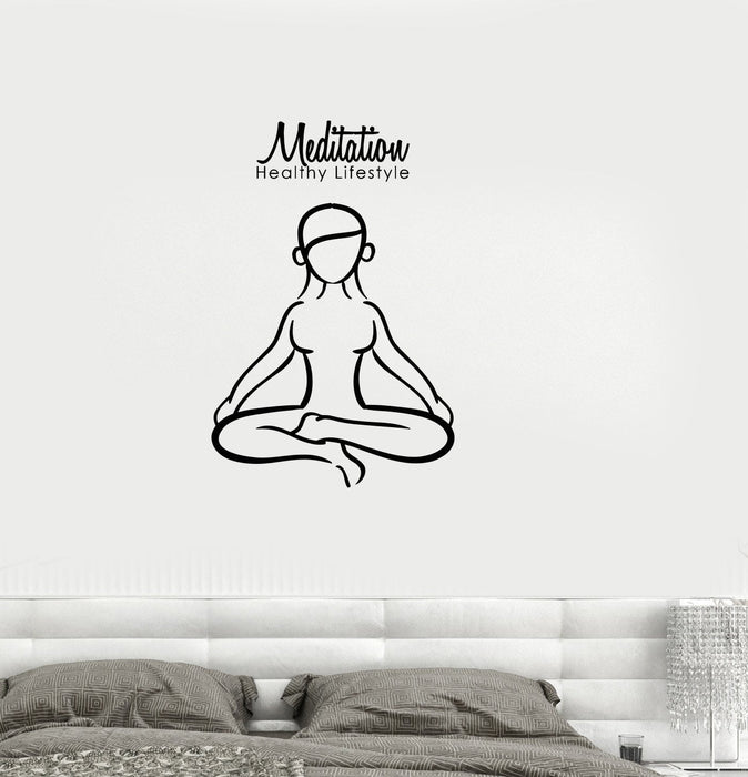 Vinyl Decal Meditation Healthy Lifestyle Yoga Buddhism Wall Stickers Unique Gift (ig2682)