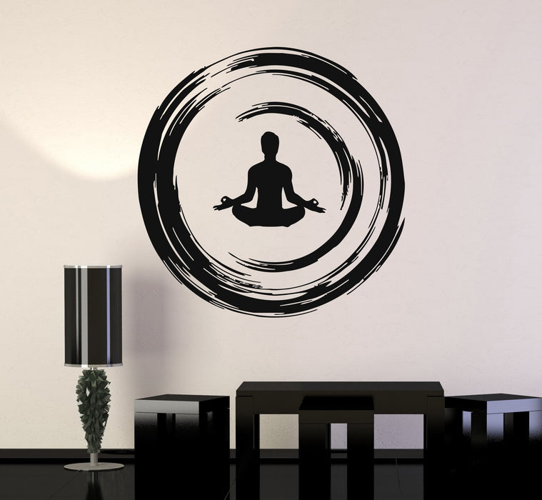 Vinyl Wall Decal Yoga Buddhist Meditation Enso Circle Bedroom Stickers Unique Gift (ig3474)