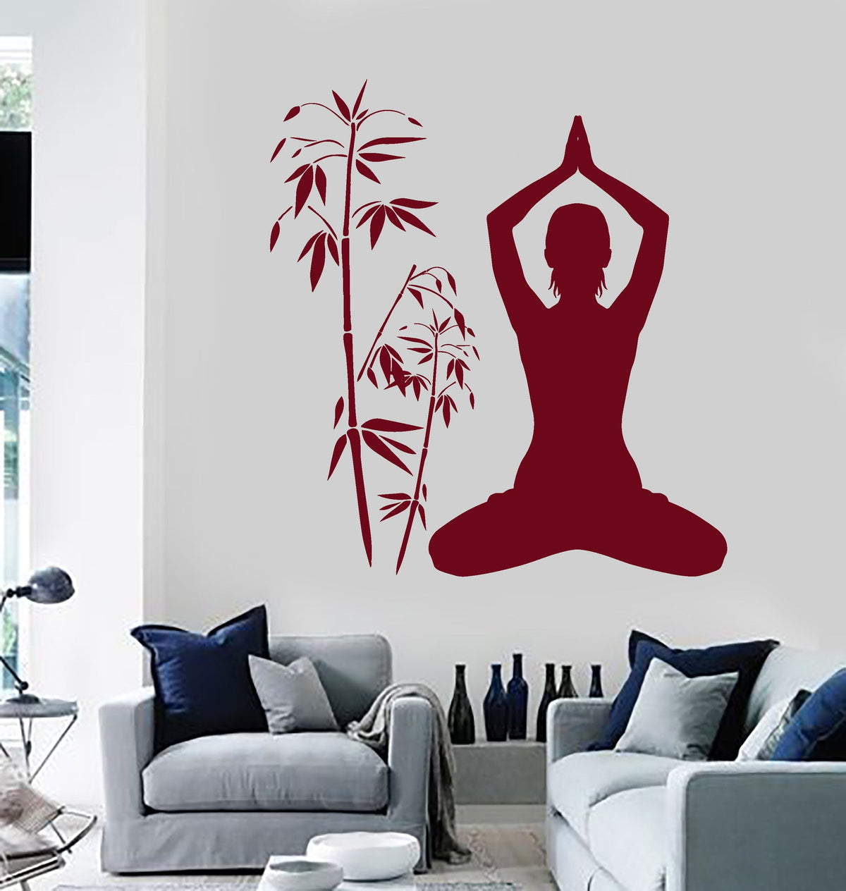 Vinyl Wall Decal Meditation Woman Yoga Studio Buddhism Stickers Mural ...