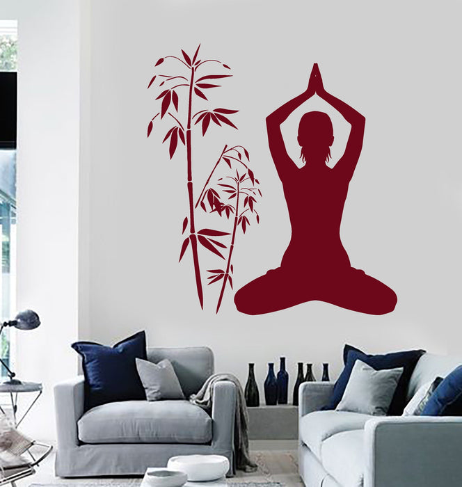 Vinyl Wall Decal Meditation Woman Yoga Studio Buddhism Stickers Mural Unique Gift (ig4675)