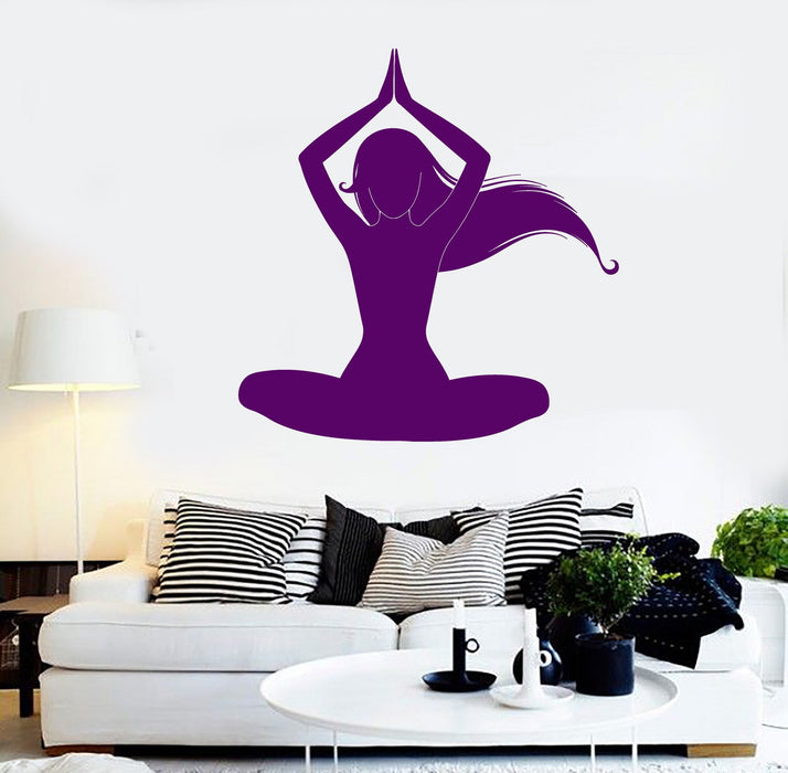 Vinyl Wall Decal Silhouette Meditation Woman Yoga Room Stickers Unique Gift (ig4115)