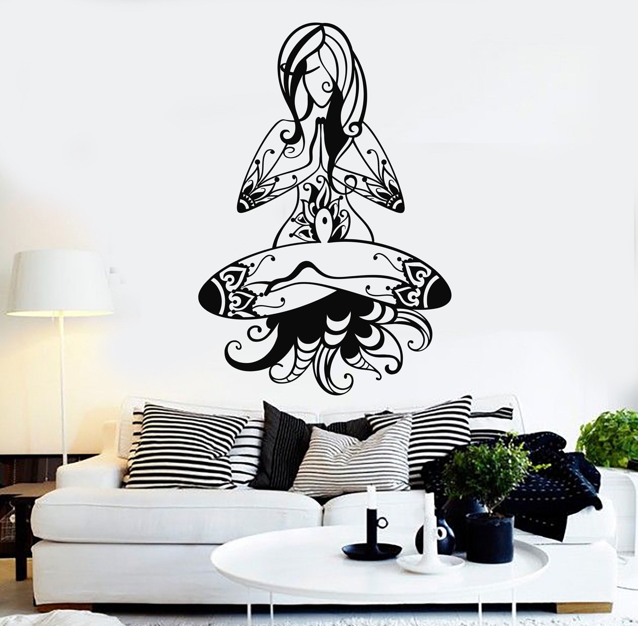 Vinyl Wall Decal Meditation Woman Yoga Buddhism Stickers Mural Unique ...