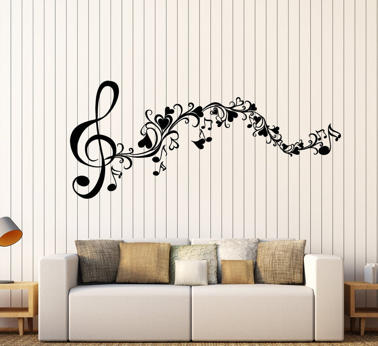 Vinyl Wall Decal Hearts Melody Notes Musician Music Decor Stickers Unique Gift (1689ig)