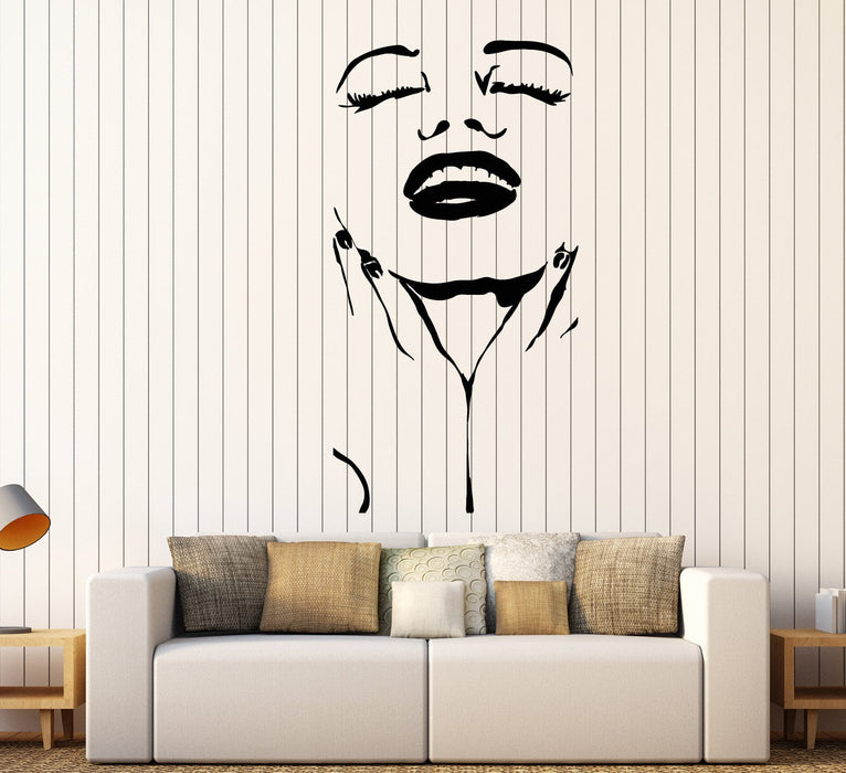 Vinyl Wall Decal Marilyn Monroe Actress Star Beautiful Sexy Woman Face Stickers Unique Gift (1756ig)