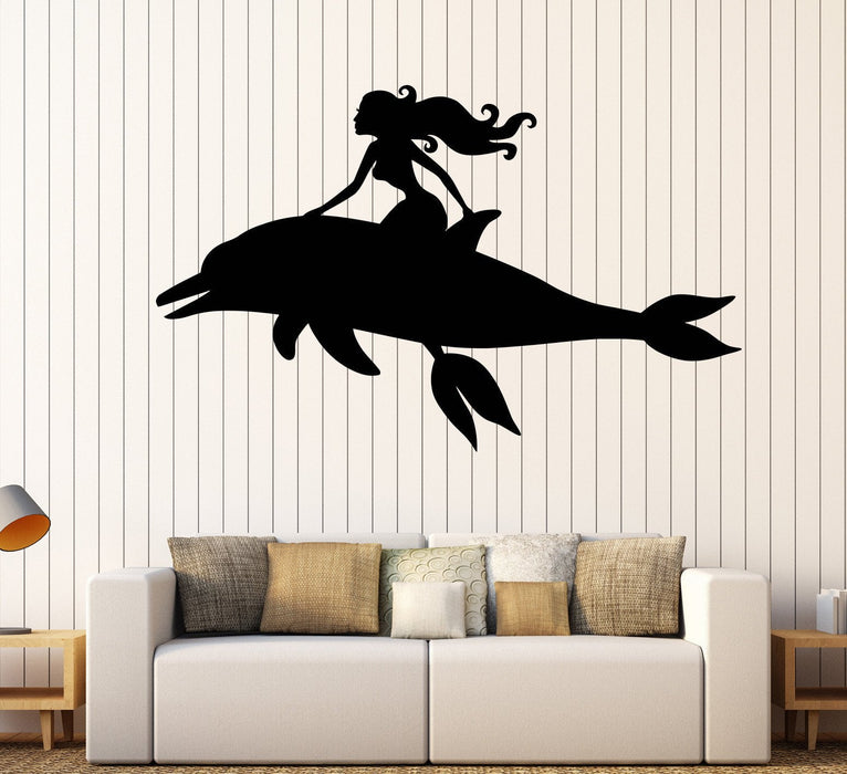 Vinyl Wall Decal Dolphin Sexy Girl Mermaid Marine Style Stickers Unique Gift (746ig)