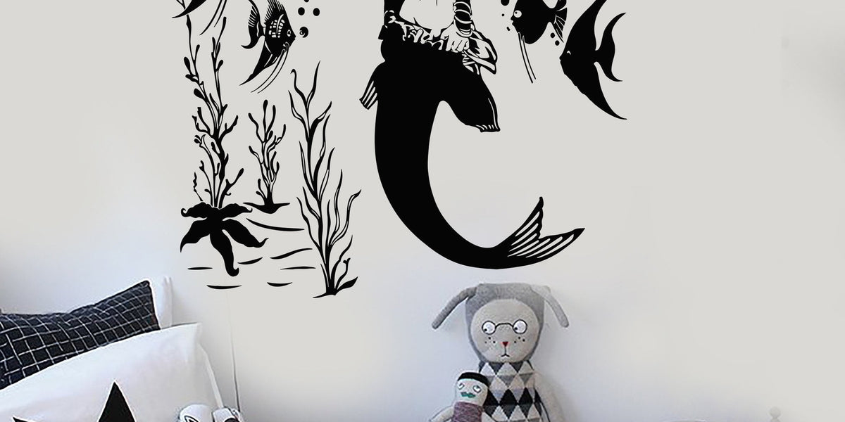 Vinyl Wall Decal Mermaid Anime Girl Marine Kids Room Stickers Unique G ...