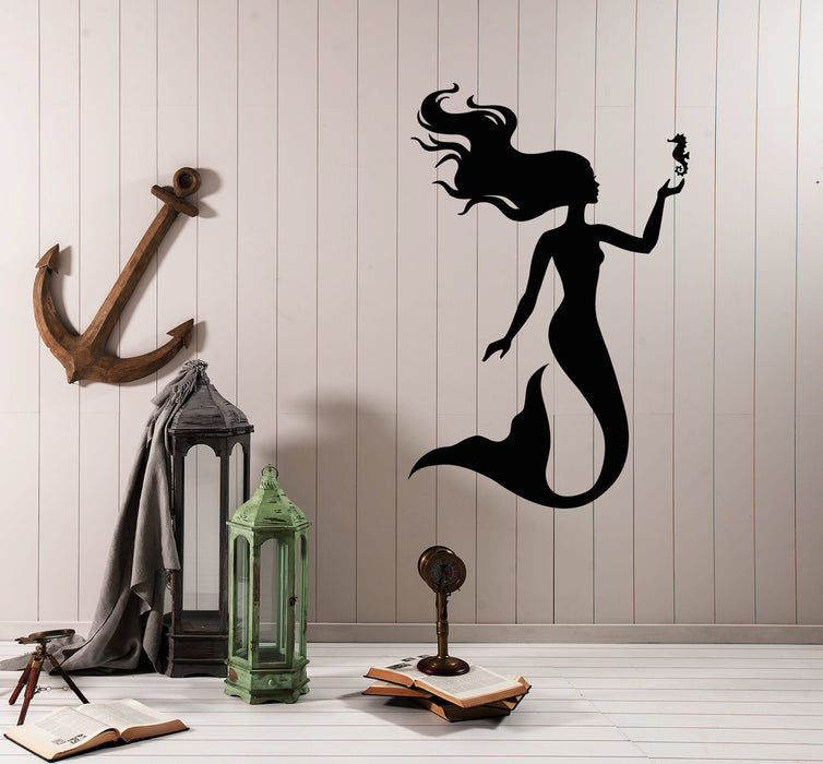 Vinyl Wall Decal Fairy Tale Mermaid Sea Horse Fantastic Beast Stickers (3875ig)
