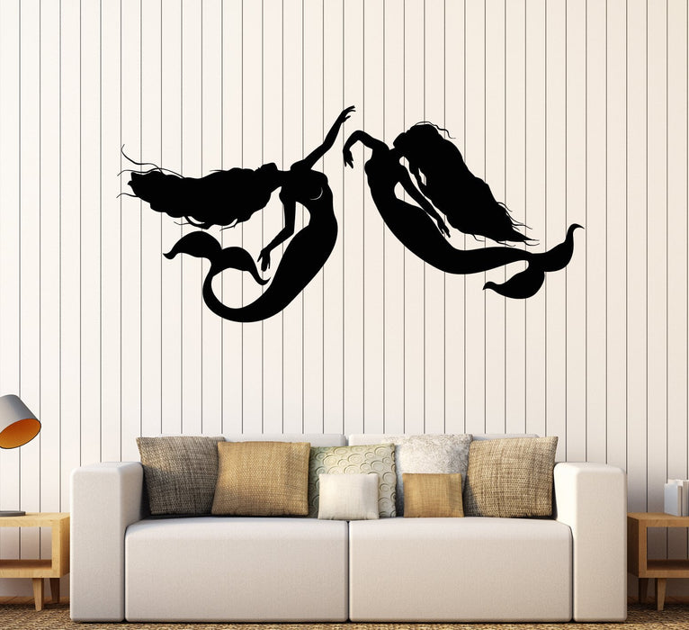 Виниловые наклейки на стену Русалки Красивые сексуальные фантастические существа силуэты наклейки (2586ig)