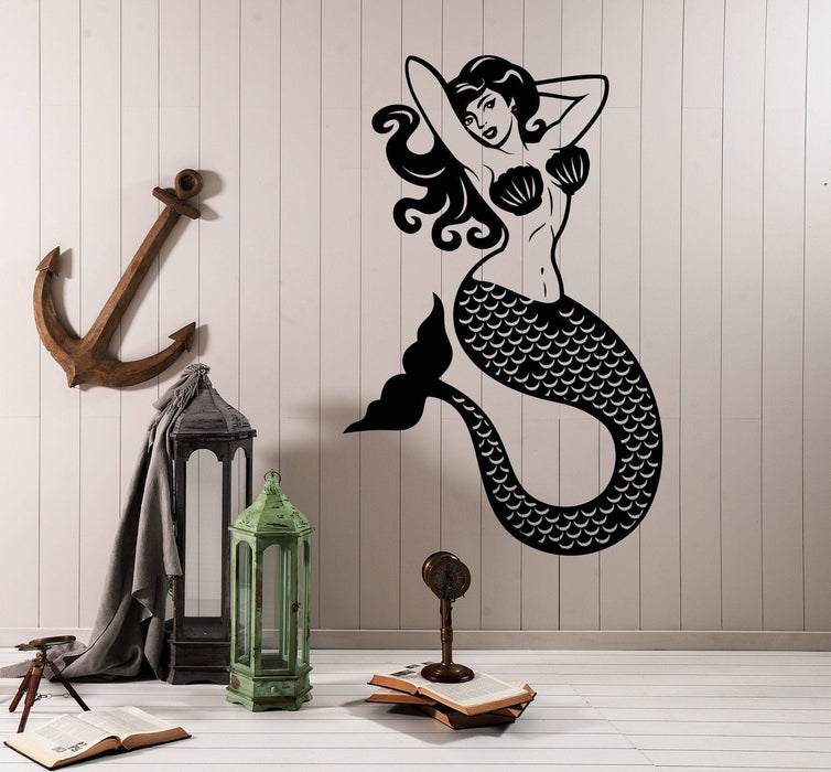 Vinyl Wall Decal Sexy Beautiful Mermaid Pin Up Style Sea Ocean Stickers Unique Gift (1403ig)