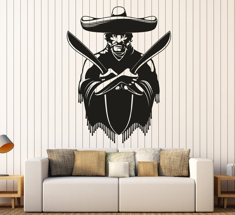 Vinyl Wall Decal Mexican Bandit Machete Sombrero Mexico Stickers Unique Gift (ig4484)